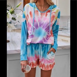 Tie Dye Hooded Lounge Short Set